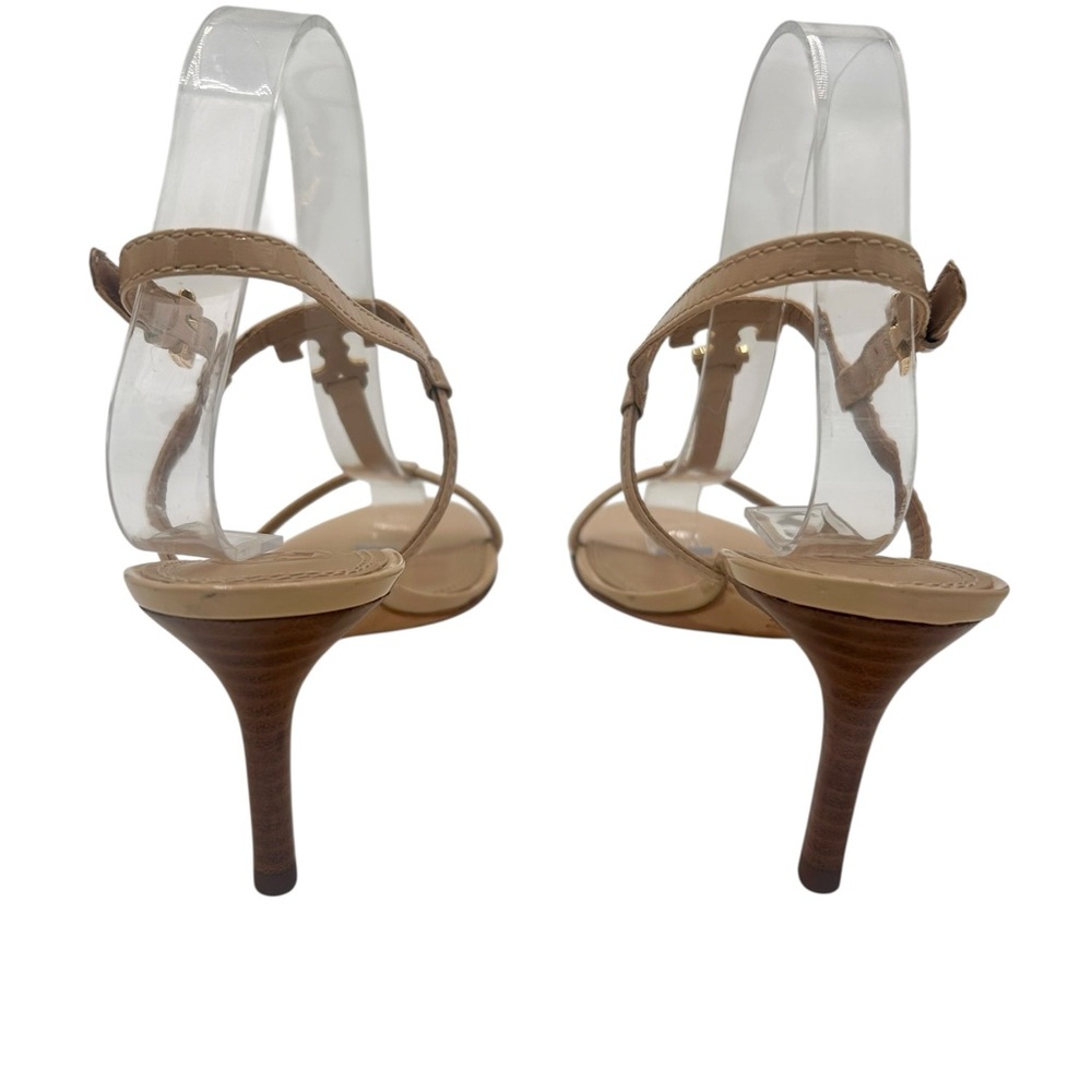 Tory Burch Nude Leather T Strap Kitten Heels - Picture 5 of 8
